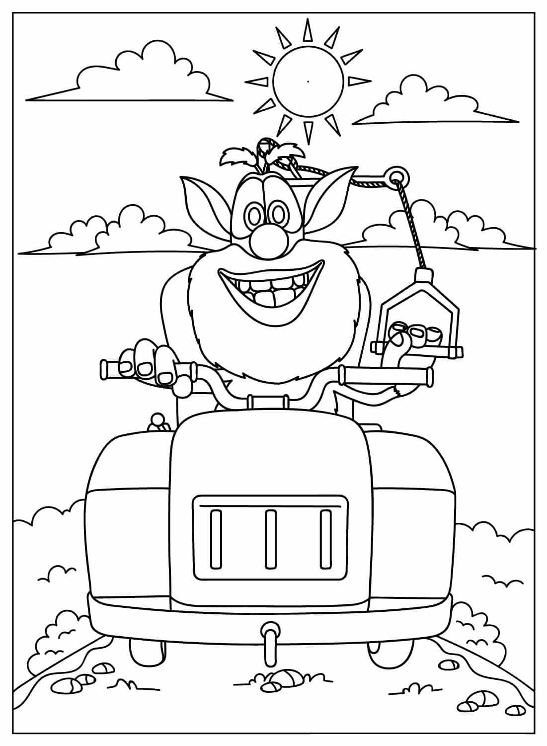 Fisa de colorat cu Booba canducand masina 3